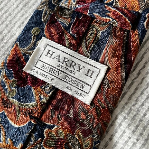 Harry Rosen Vintage Paisley Tie Handstitched 100% Silk - Picture 1 of 8